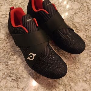Peloton Black Cycling Shoes with Red Highlights
